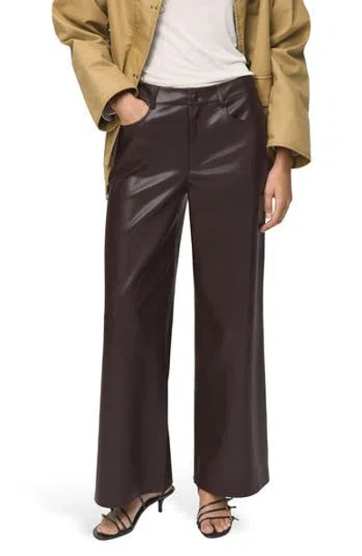 Mango Faux Leather Straight Leg Pants In Burgundy