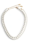 Mango Faux Pearl Double Strand Necklace In White