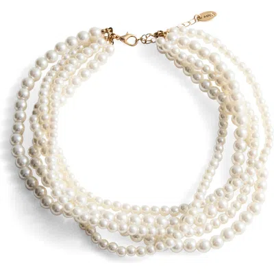 Mango Faux Pearl Layered Necklace In White