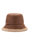 Mango Faux Shearling Bucket Hat In Brown
