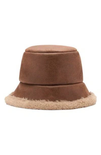 Mango Faux Shearling Bucket Hat In Brown