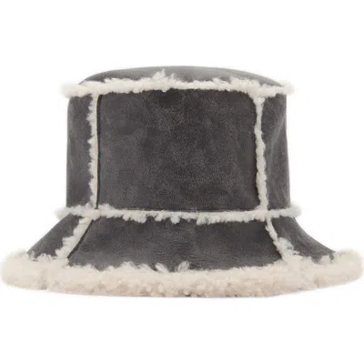 Mango Faux Shearling Bucket Hat In Grey