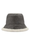 Mango Faux Shearling Bucket Hat In Grey