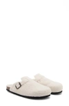 Mango Faux Shearling Clog In White