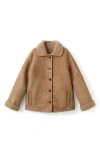 Mango Faux-shearling Leather-effect Coat Medium Brown In Brown