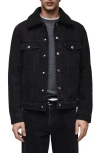 Mango Men's Slim-fit Shearling-effect Lining Denim Jacket In Black Denim