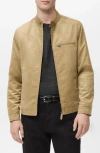 Mango Suede-effect Biker Jacket Beige In Nude