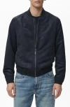 Mango Faux Suede Bomber Jacket In Blue