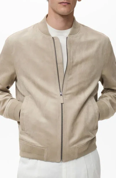 MANGO MANGO FAUX SUEDE BOMBER JACKET