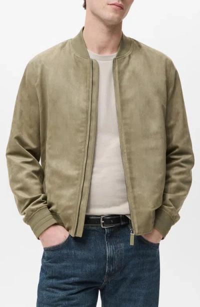 Mango Suede-effect Bomber Jacket Khaki In Brown