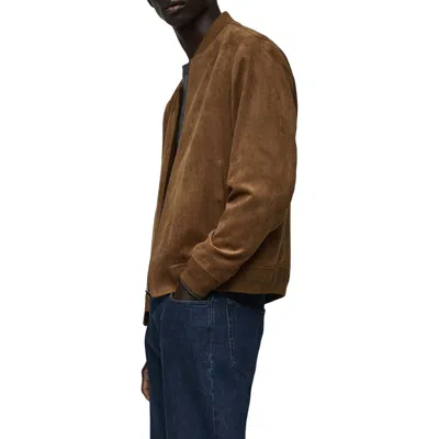 Mango Faux Suede Bomber Jacket In Cognac