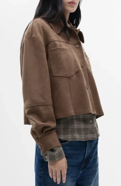 Mango Faux Suede Jacket In Brown