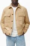 Mango Faux Suede Jacket In Nude
