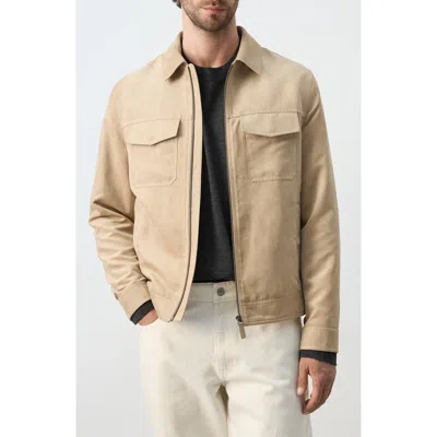 Mango Suede-effect Jacket With Pockets Beige In Brown