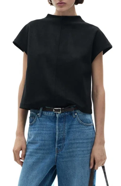 Mango Faux Suede T-shirt In Black