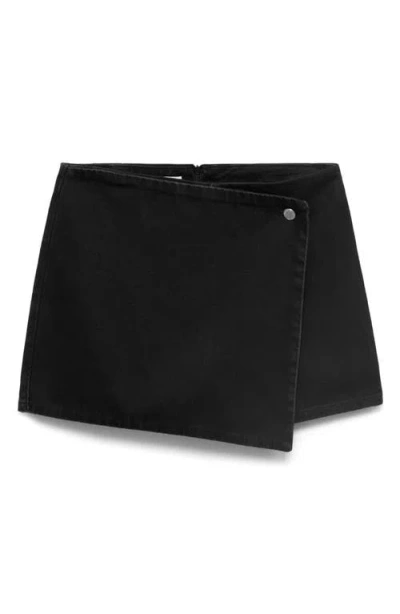 MANGO MANGO FAUX WRAP DENIM SKORT