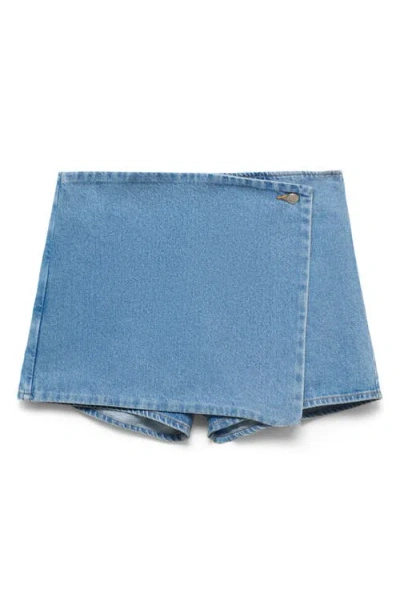 MANGO MANGO FAUX WRAP DENIM SKORT