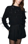 Mango Feather Detail Sweater In Black