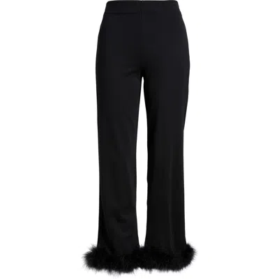 Mango Feather Hem Capri Pants In Black