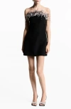 Mango Women's Ostrich Feather Detail Strapless Dress In Black
