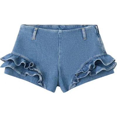 Mango Featuring Hailey Bieber Agata Denim Shorts In Blue