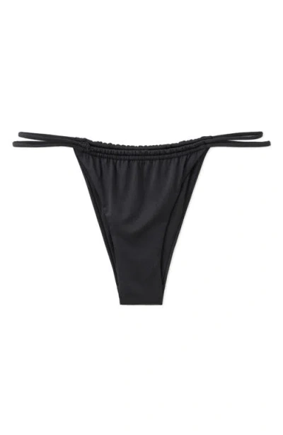 Mango Featuring Hailey Bieber Double Strap Cheeky Bikini Bottoms In Black