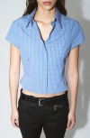 Mango Check Crop Shirt In Blue