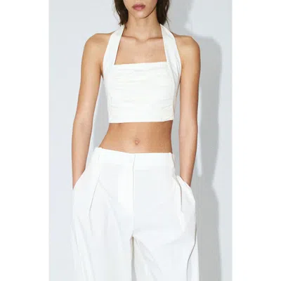 Mango Featuring Hailey Bieber Kasha Sleeveless Crop Top In White