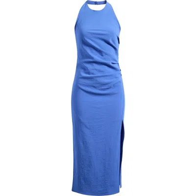 Mango Featuring Hailey Bieber Lola Halter Neck Dress In Blue