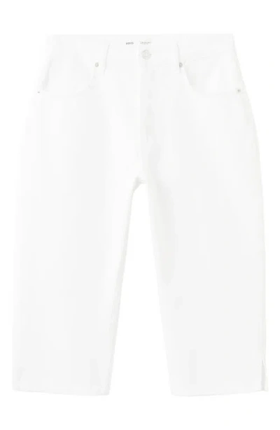 Mango Featuring Hailey Bieber Straight Leg Capri Jeans In White