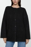 Mango Felt Coat With Removable Scarf Detail In Charcoal