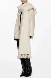 Mango Felt Coat With Removable Scarf Detail In Ecru