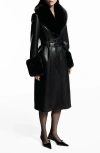 Mango Leather-effect Coat With Fur Collar Black In Black