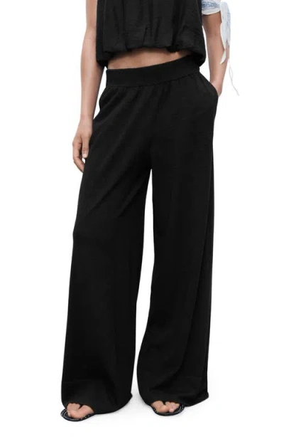 Mango Fine Gauge Knit Pants In Black