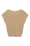 Mango Fine Knit Cap Sleeve Sweater In Brown