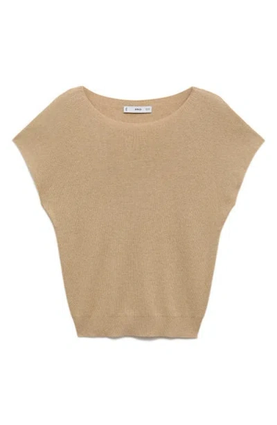 Mango Fine Knit Cap Sleeve Sweater In Brown