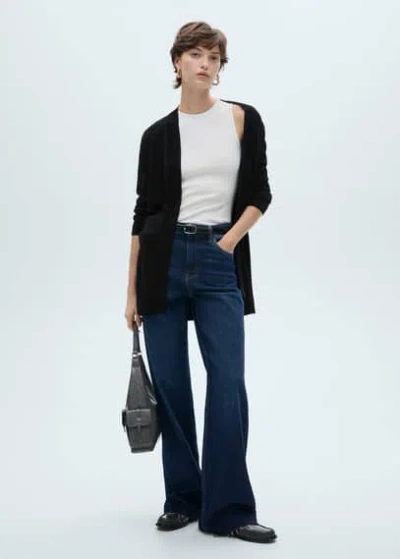 Mango Fine-knit Cardigan Black