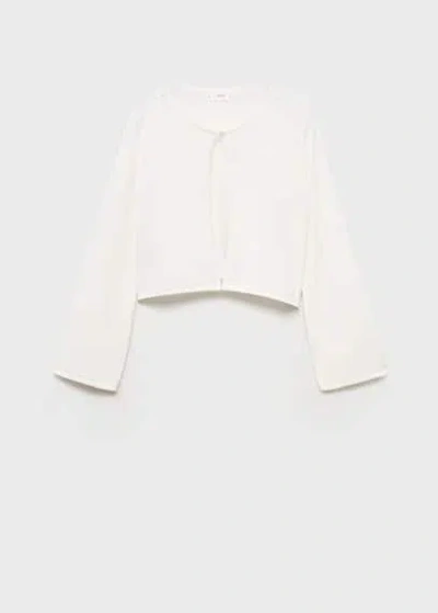 Mango Kids' Fine Knit Cotton Cardigan Off White