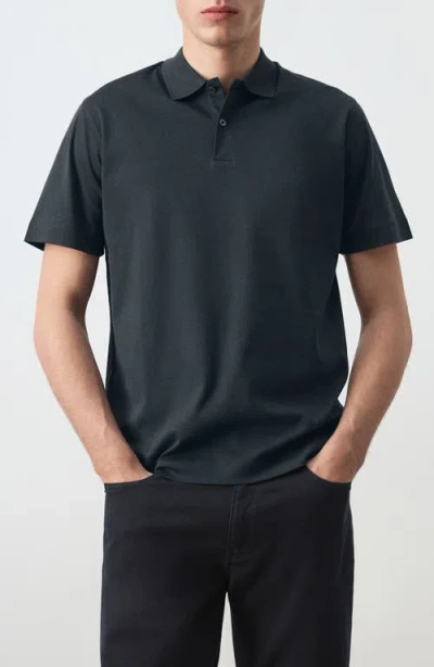 Mango Fine Knit Cotton Polo In Blue