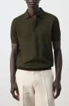 Mango Fine Knit Cotton Polo In Green