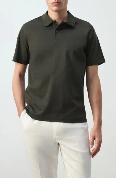 Mango Fine Knit Cotton Polo In Green