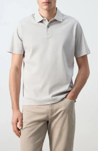 Mango Fine Knit Cotton Polo In Gray