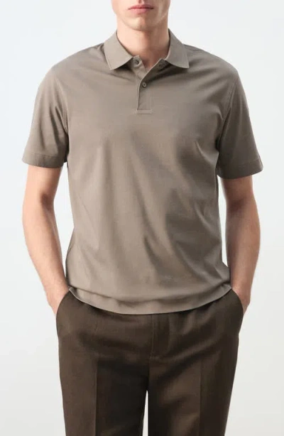 Mango Fine Knit Cotton Polo In Gray