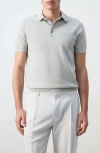 Mango Solid Cotton Polo Sweater In Gray