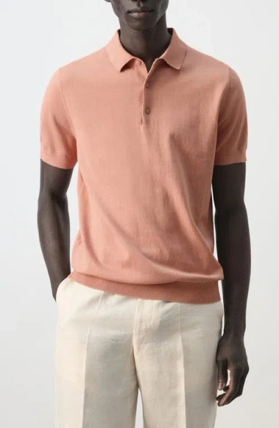 Mango Fine Knit Cotton Polo In Pink