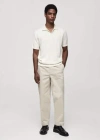 Mango Polo Maille Fine Coton In Blanc Cassé