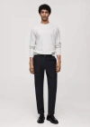 Mango Pull-over Maille Fine Coton In Gris Chiné Clair