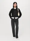 Mango Fine-knit Crew-neck Sweater Black