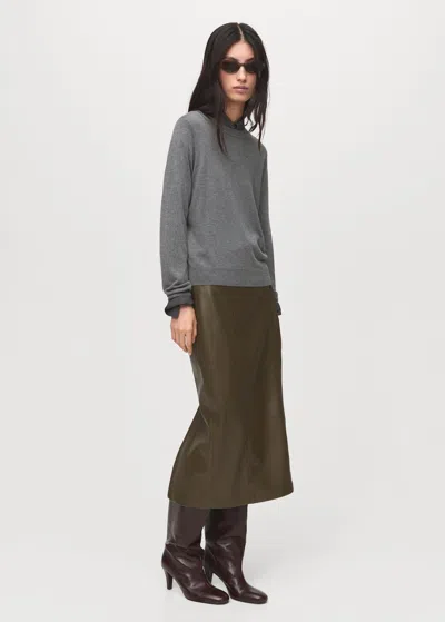 Mango Fine-knit Crew-neck Sweater Medium Heather Grey In Gray