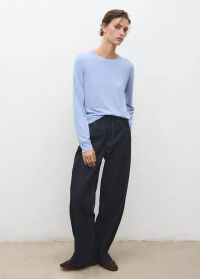 Mango Fine-knit Crew-neck Sweater Sky Blue